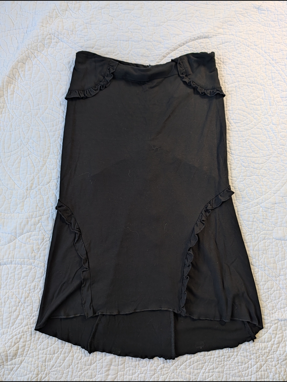 Boy Meets Girl Black Midi Ruffle Skirt